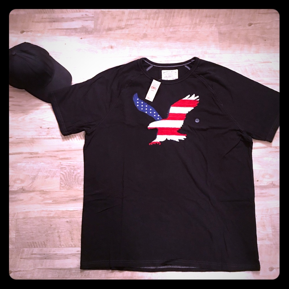 NWT American Eagle Black Patriotic Tee XXL